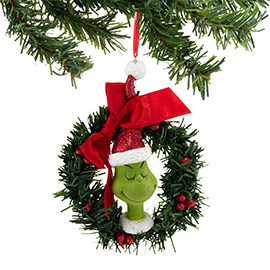 Grinch in Wreath Ornament